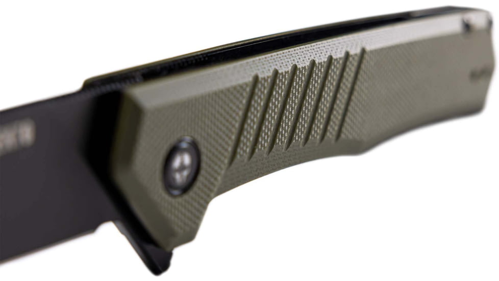 Tekto F1 Alpha Folding Knife, 3.1 in, D2 Steel, Modified Straight Back, G10, Carbon Fiber, OD Green Black, F1R-G1OD-D21BK1-A1