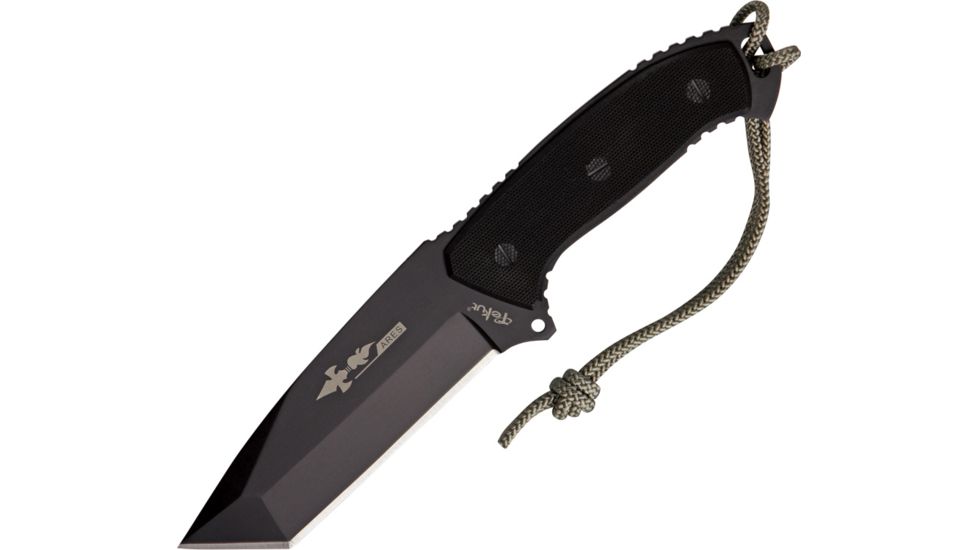 Tekut Ares S Fixed Blade Knife, black finish 7Cr17MoV stainless blade, Textured black G-10 handle TK5025B
