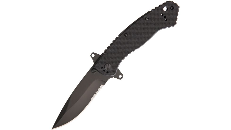 Tekut Escort A Tactical Knife Folding Knife,440C Steel,Partially Serrated,Black,G10 Handle TKLK5271