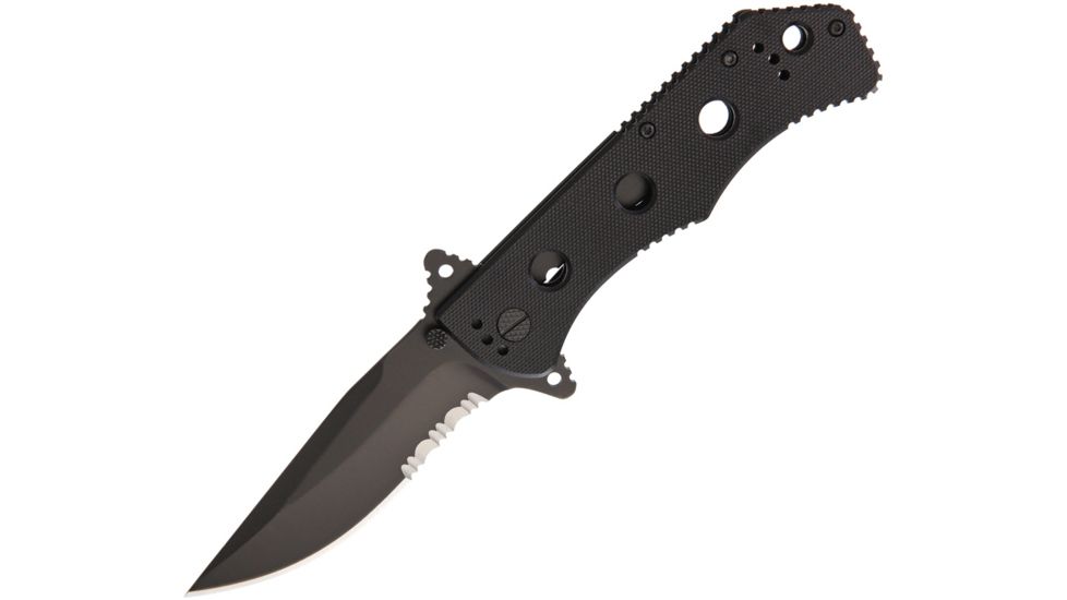 Tekut Escort B Tactical Knife Folding Knife,440C Steel,Partially Serrated,Black,G10 Handle TKLK5272