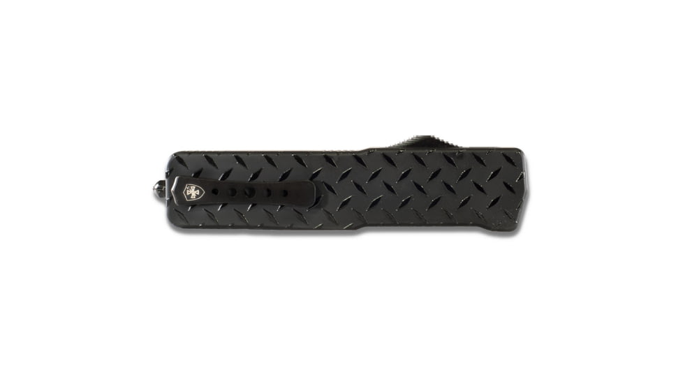 Templar Knife Premium Weighted Diamond Plate OTF Knife, 3.55in, Drop, Black D2, LZ-DPG-42-1