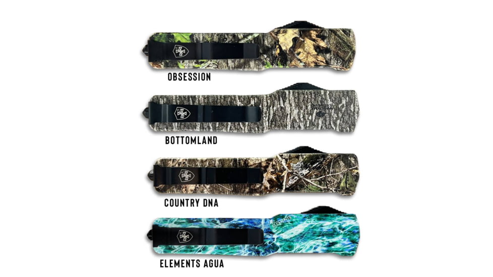 Templar Knife Premium Weighted Small Zinc Mossy Oak OTF Knife, 3in, Dagger, Black D2, Mossy Oak Bottomland Handle, SZ-MOB-12-1