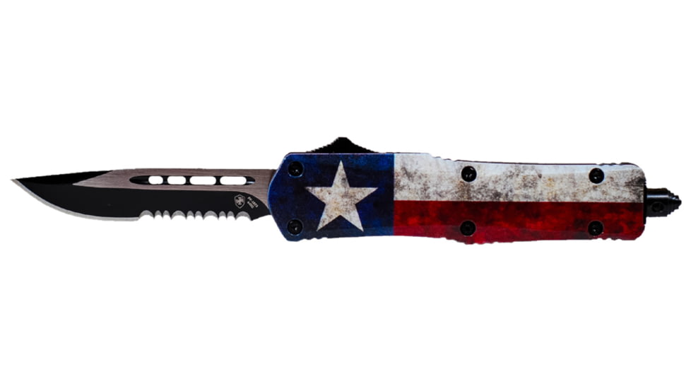 Templar Knife Gen II Small Captain OTF Automatic Folding Knife, 2.75in, D2, Drop Point Blade, Serrated, Black Finish, Metal Alloy Handle, S-CAP-63-1