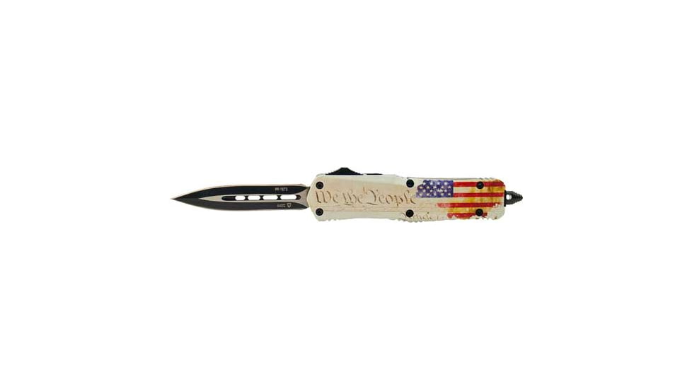 Templar Knife Gen II Small We The People OTF Automatic Folding Knife, 2.75in, D2, Dagger Blade, Black Finish, Metal Alloy Handle, S-WTP-13-1