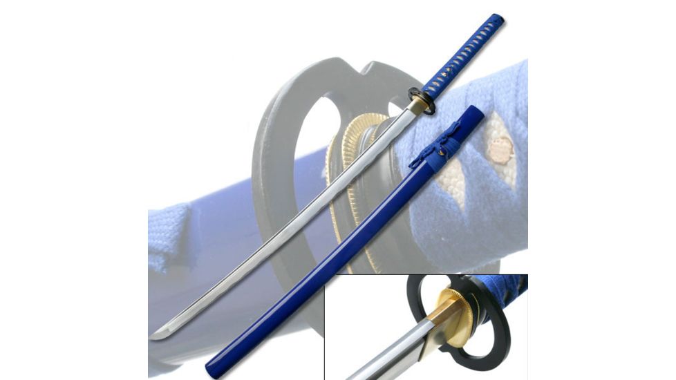 Ten Ryu Fixed Blade, 40in, Carbon Steel Blade, Blue Cord Wrapped Handle TR-001BL