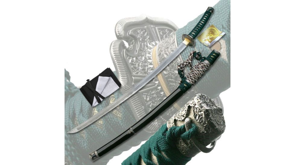 Ten Ryu Fixed Blade, 40in, Carbon Steel Blade, Green Cotton Wrapped Handle TR-014BK