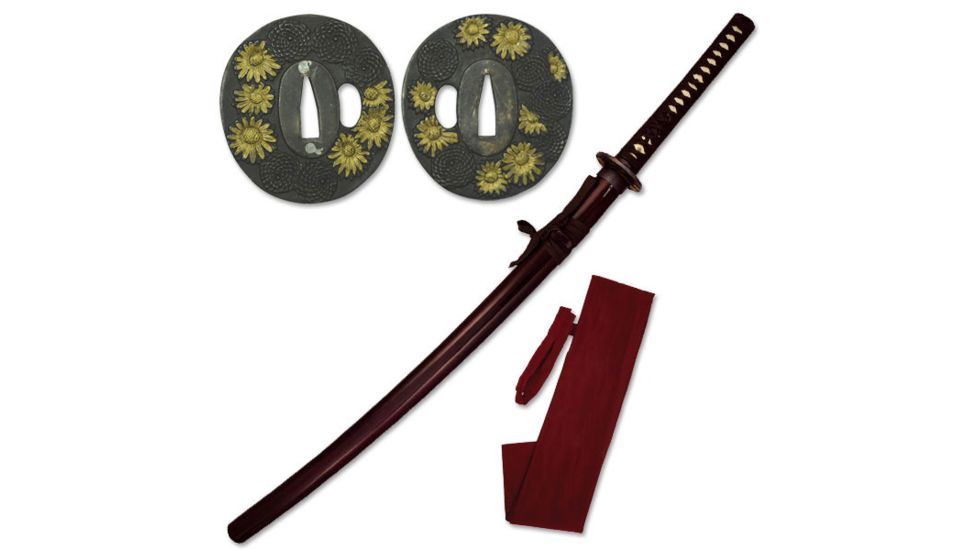 Ten Ryu Fixed Blade, 41in, Carbon Steel Blade, Authentic Ray Skin Wrapped Handle MA-001R