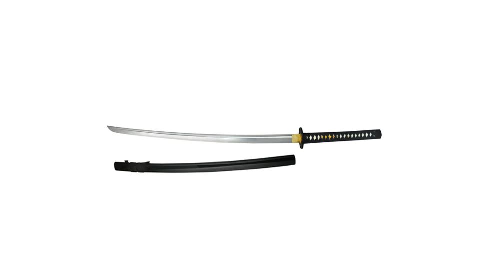 Ten Ryu Nobunaga Katana, Hand Forged, Iron Wrapped High Quality Carbon Steel 10 3/4in Blade, Wood Saya With Deep Black Lacquered Finish, MC-3032