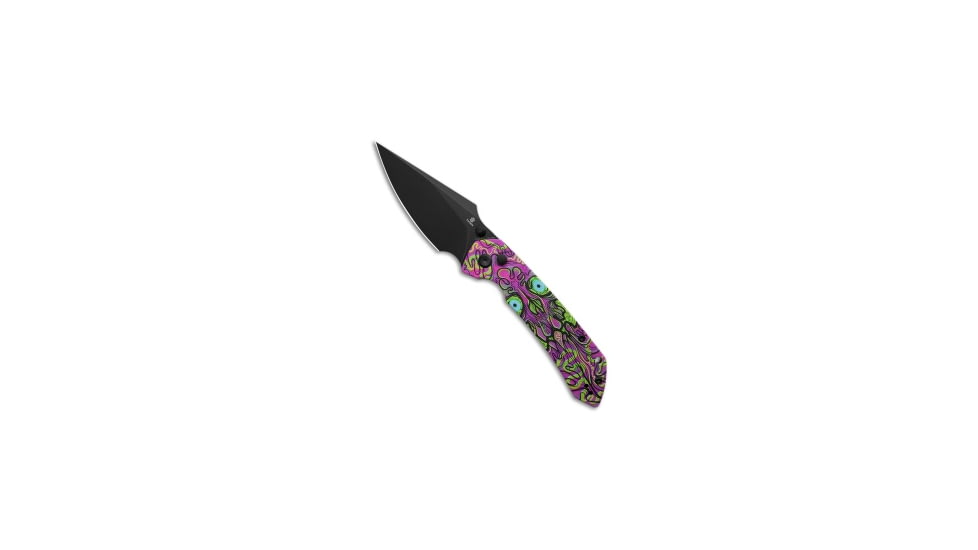 Tenable Knives Tenable Fenrir Button Lock Knife Undead Jade G-10 3.4" Black SW, Green/Purple, 14C28N, adult, BHQ-230019