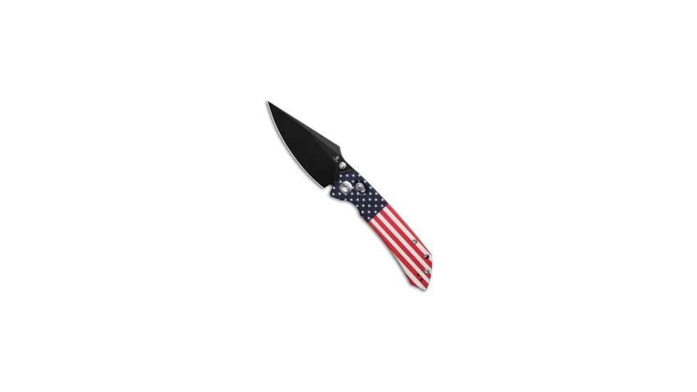 Tenable Knives Tenable Fenrir Crossbar Lock Knife Flag G-10 3.4" Black Stonewash, Blue/Red/White, Nitro-V, adult, BHQ-221264
