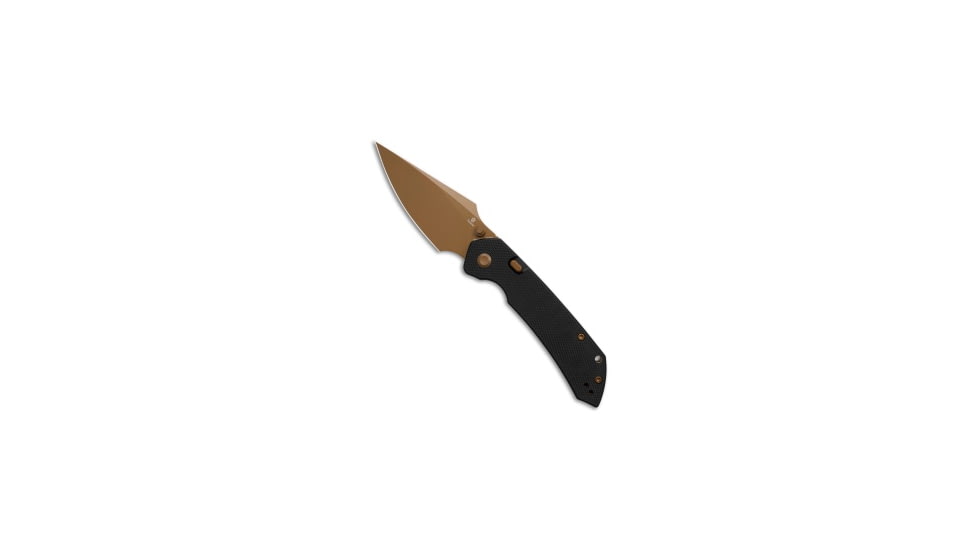 Tenable Knives Tenable Fenrir Top Folding Knife, 3.40in, Nitro V Steel, Harpoon Blade, G-10, Black Handle, Black/Gold, 7.85 inch, BHQ-223396