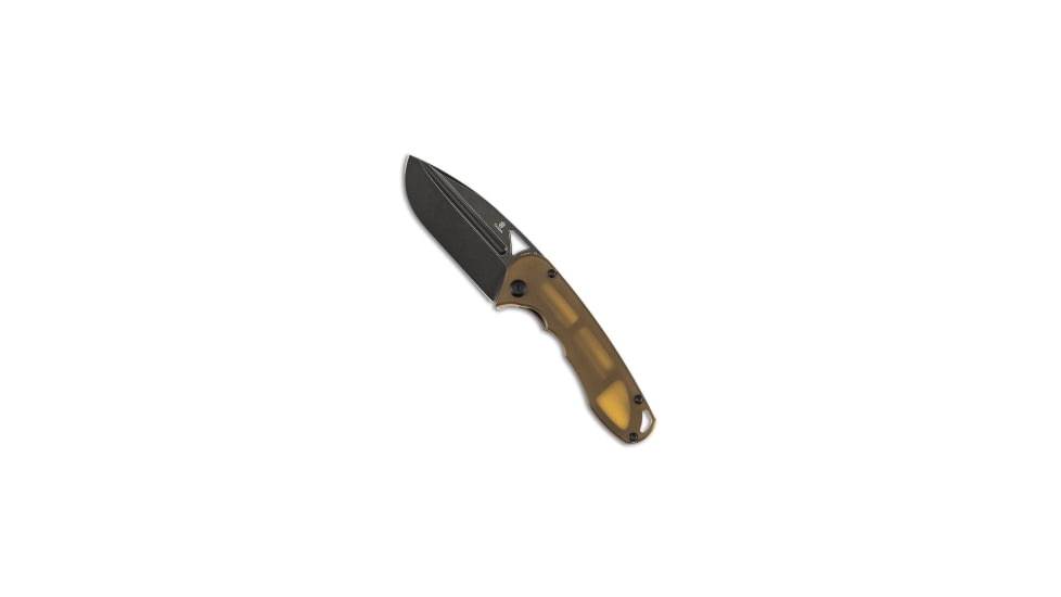Tenable Knives Tenable Knives Bombur Liner Lock Knife Amber Ultem 3.5" Black Stonewash, Yellow, D2, adult, BHQ-226766