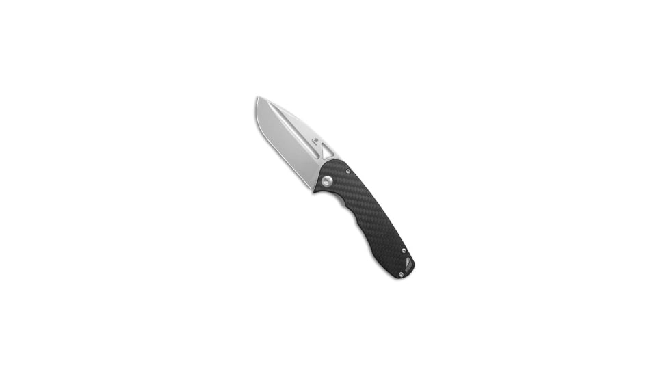 Tenable Knives Bombur Folding Knife, 3.53in, D2, Drop Point Blade, Carbon Fiber, Black Handle, Black/Gray, 8.38 inch, BHQ-206560