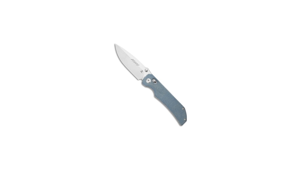 Tenable Knives Eaglestrike Crossbar Folding Knife, 3.73in, Nitro V Steel, Drop Point Blade, Micarta, Blue Handle, Blue/Gray, 8.36 inch, BHQ-216235