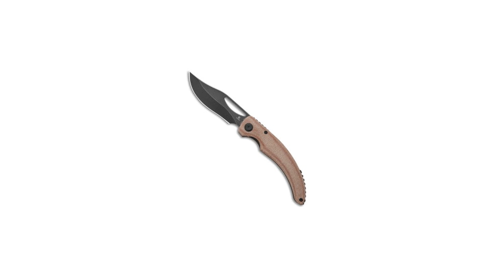 Tenable Knives Gideon Folding Knife, 3.50in, Nitro V Steel, Clip Point Blade, Micarta, Brown Handle, Brown/Black Gray, 8.01 inch, BHQ-217065