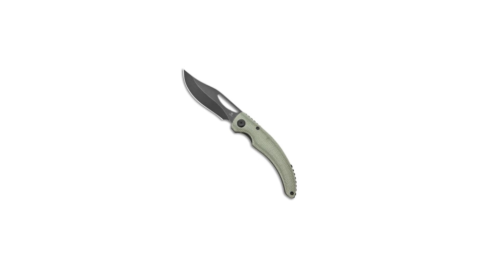 Tenable Knives Gideon Folding Knife, 3.50in, Nitro V Steel, Clip Point Blade, Micarta, Green Handle, Green/Black Gray, 8.01 inch, BHQ-217069