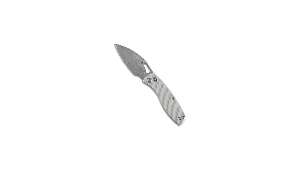 Tenable Knives Tenable Knives Heron Crossbar Lock Knife BB Al 3.1" Water Ripple Damascus, Gray, Damascus, adult, BHQ-226757