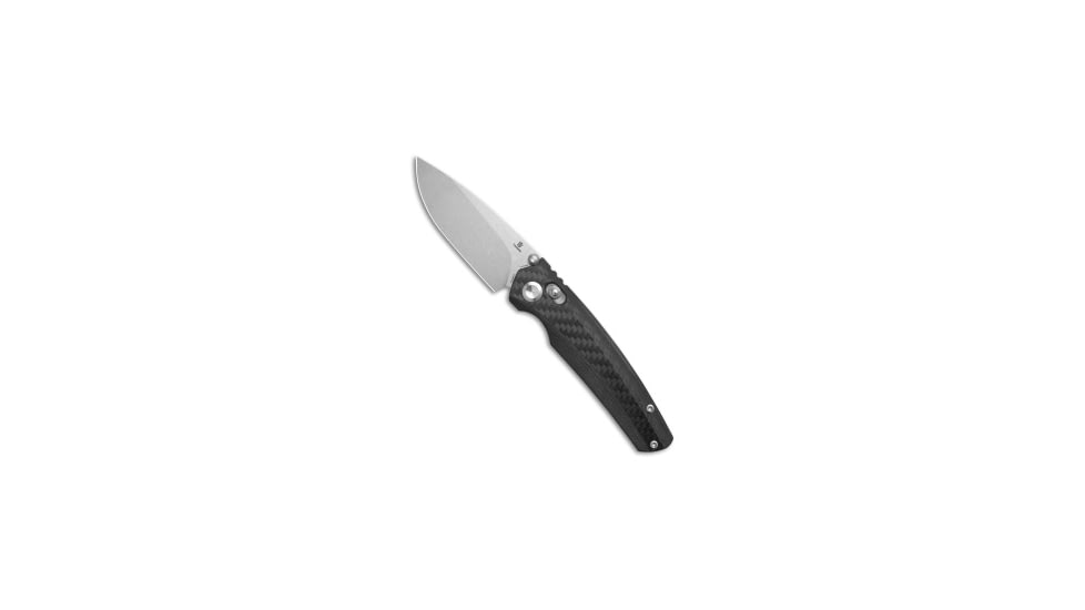 Tenable Knives Tenable Knives Raven Crossbar Lock Knife Twill Carbon Fiber 3.5" Stonewash, Black, 14C28N, adult, BHQ-219727