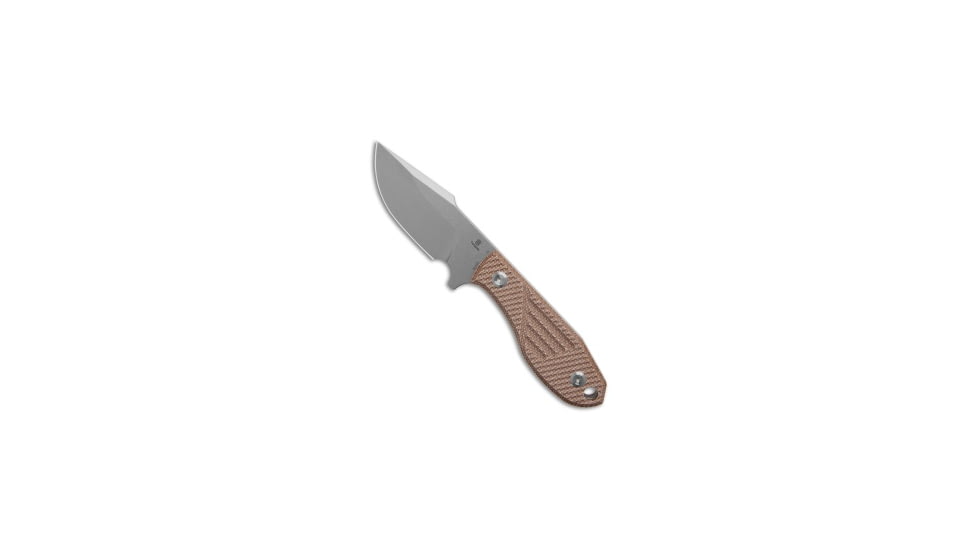 Tenable Knives Tenable Knives Tiny Dancer Fixed Blade Knife Brown Micarta 3.17" Stonewash, Brown, D2, adult, BHQ-219750