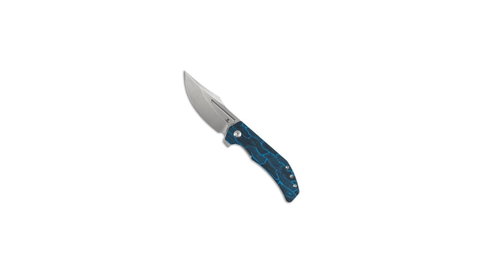 Tenable Knives Tenable Orion Liner Lock Knife Blue Topo G-Mascus 3.1" Stonewash*DISC*, Black/Blue, 14C28N, adult, BHQ-236377