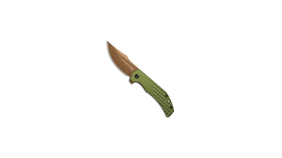 Tenable Knives Tenable Orion Liner Lock Knife Green Aluminum 3.1" Rose Gold Milled, Green, Nitro-V, adult, BHQ-234347