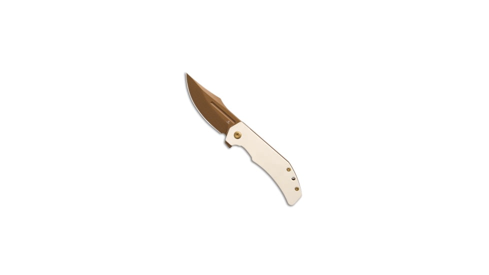 Tenable Knives Tenable Orion Liner Lock Knife Ivory White G10 3.1" Rose Gold Milled, White, Nitro-V, adult, BHQ-234348
