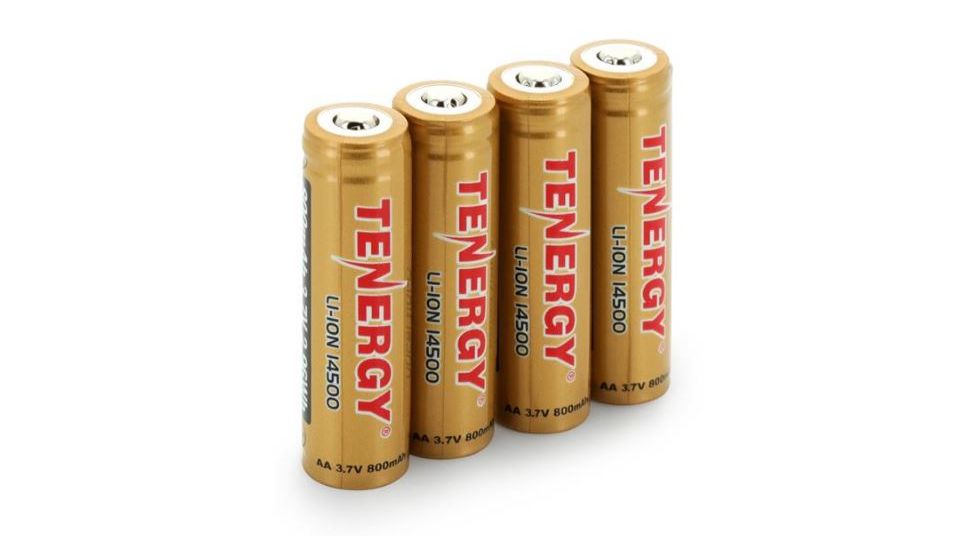 Tenergy 14500 3.7V 800mAh 2.96Wh Li-Ion Rechargeable Battery,Gold,Pack of 4 w/PCB, 30021