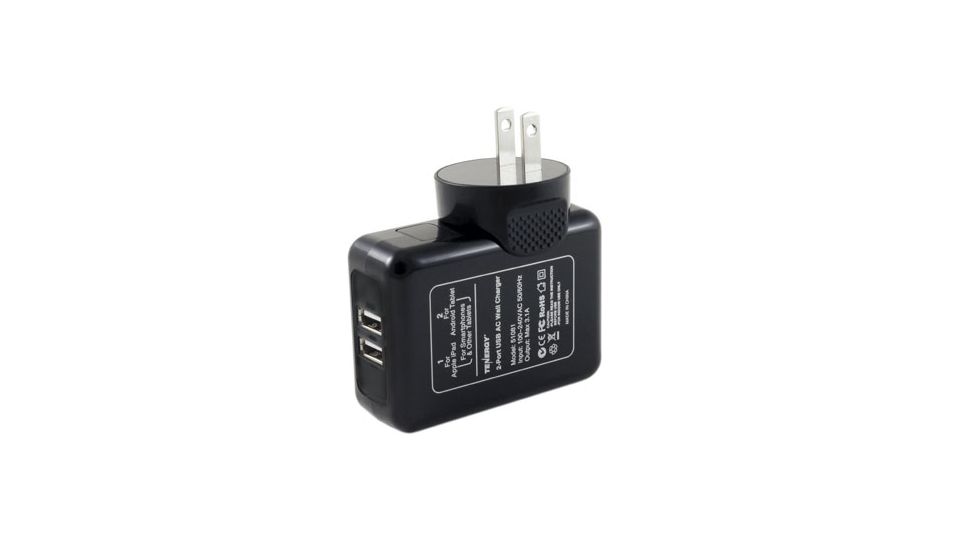 Tenergy 2 Port USB AC Wall Charger, Black 51081