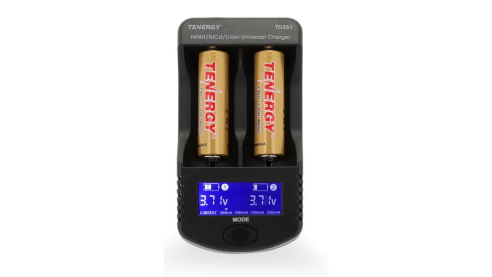 Tenergy TN261 2 Bay Smart Universal Charger,Black w/2 x T35U 3.6V 3500mAh Li-Ion Rechargeable Batteries, 02261-02