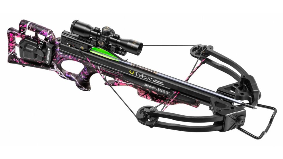 TenPoint Crossbow Technologies Lady Shadow Crossbow Package w/3x Pro-View 2 Scope,ACUdraw 50,180lb Draw Weight, Muddy Girl Camo, CB15018-9521