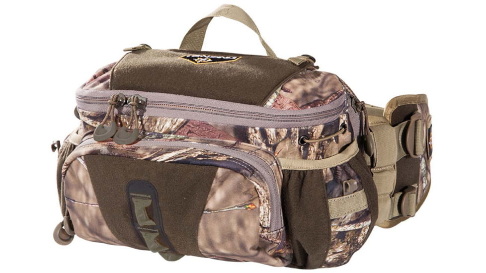Tenzing Cinch Tree Stand Tricot Waist Pack w/Waist Belt, 500 in Volume, Unique Phone Sleeve, Hand Muff, Zipper Closure, 26-40in Lenght, Mossy Oak Break-Up Country, TZG-TNZBP3054