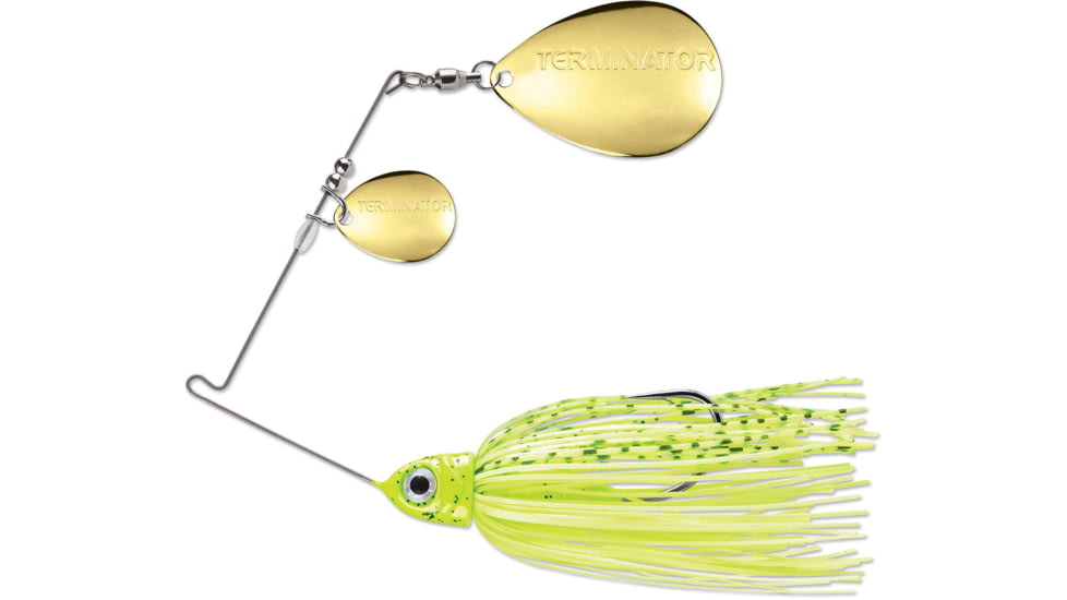 Terminator Pro Series Spinnerbait, Colorado/Colorado Blades, Gold/Gold Blade Finish, Dirty Chartreuse Shad, 1/2oz, PSS12CC115GG