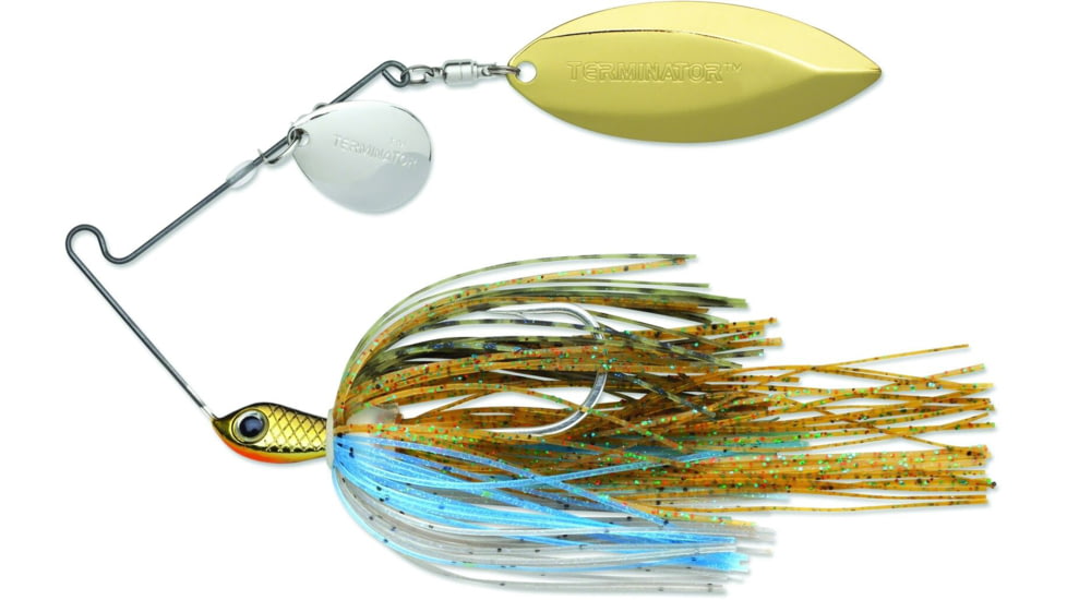 Terminator Super Stainless Spinnerbait, Gold Colorado Blade/Nickel Willow Blade, Bluegill, 3/8oz, S38CW94NG