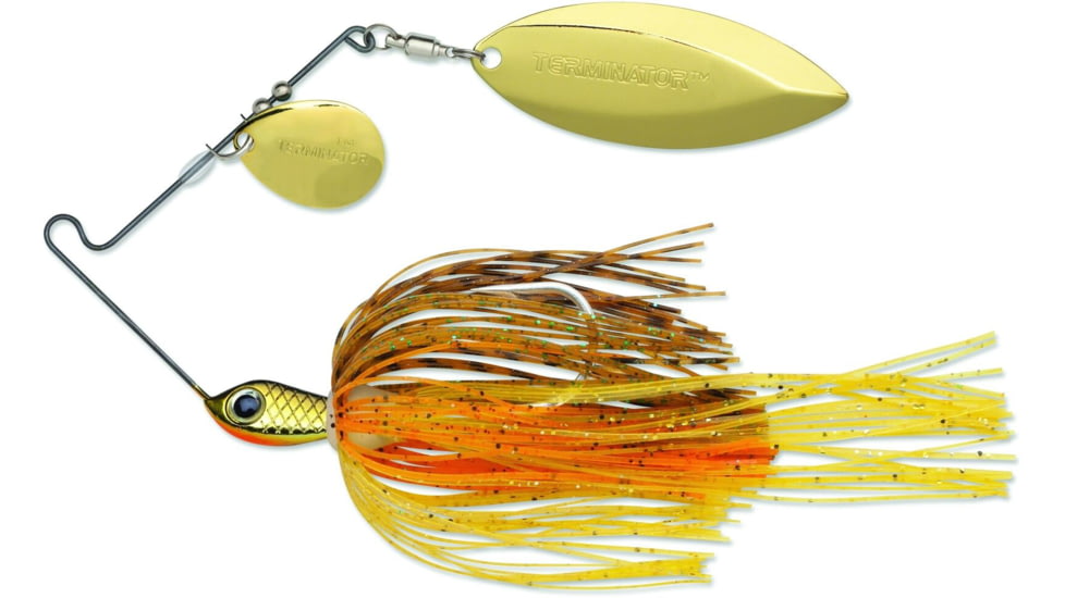 Terminator Super Stainless Spinnerbait, Gold Colorado/Willow Blade, Hot Shad, 3/8oz, S38CW93GG