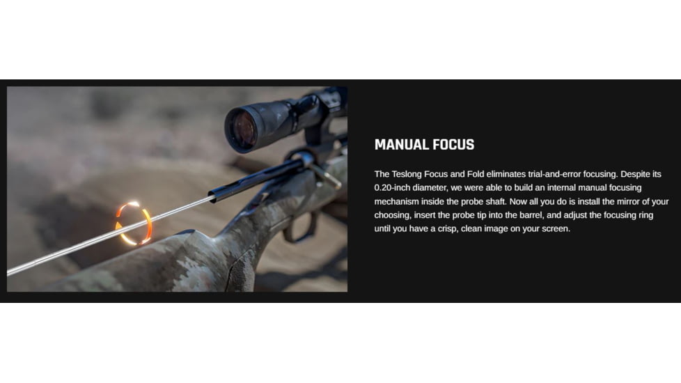 Teslong NTG200H Focus and Fold Rifle Borescope w/USB Connection, Silver, NTG200H