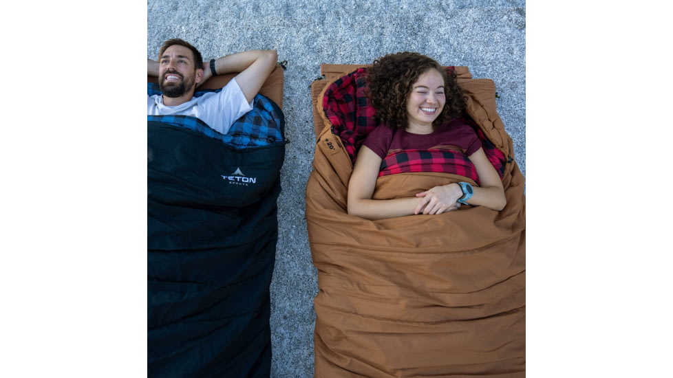 TETON Sports Bridger 0 F Canvas Sleeping Bag, Green/Plum, Long, 10033