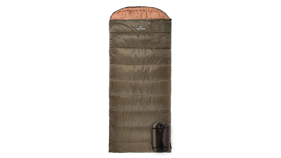 TETON Sports Celsius 0 F Sleeping Bag, Right Zipper, Green, Regular, 188R