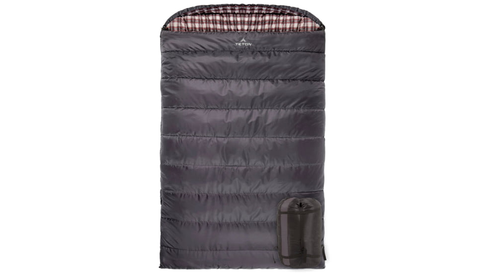TETON Sports Fahrenheit 0 F Mammoth Double Sleeping Bag, Double-Wide, Grey/Red, 1077