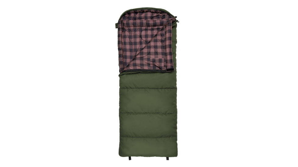 TETON Sports Lil Bridger 0 F Junior Canvas Sleeping Bag for Kids, Green/Plum, Junior, 10042