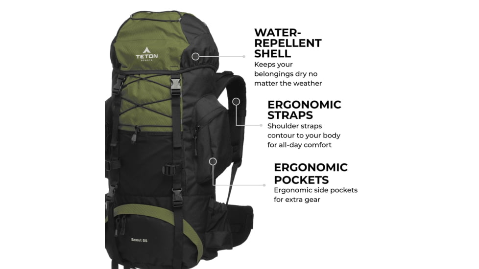 TETON Sports Scout 55L Backpack, Olive, 2104SCOL