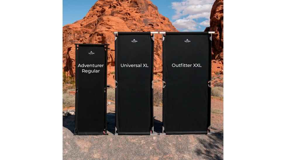 TETON Sports Universal XL Camp Cot with Pivot Arm, Black, Extra Large, 1082A