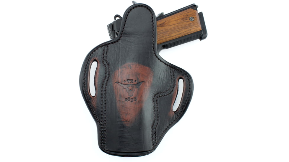 Texas 1836 Cannon Vintage Edition - Open Top OWB Holster, Right Hand, Glock 26 /9mm &amp; .40 XD Most Double Stack Sub Compact Pistols, With No Attachment, Vintage Brown, Black, TX-BH3-640-VINBRO