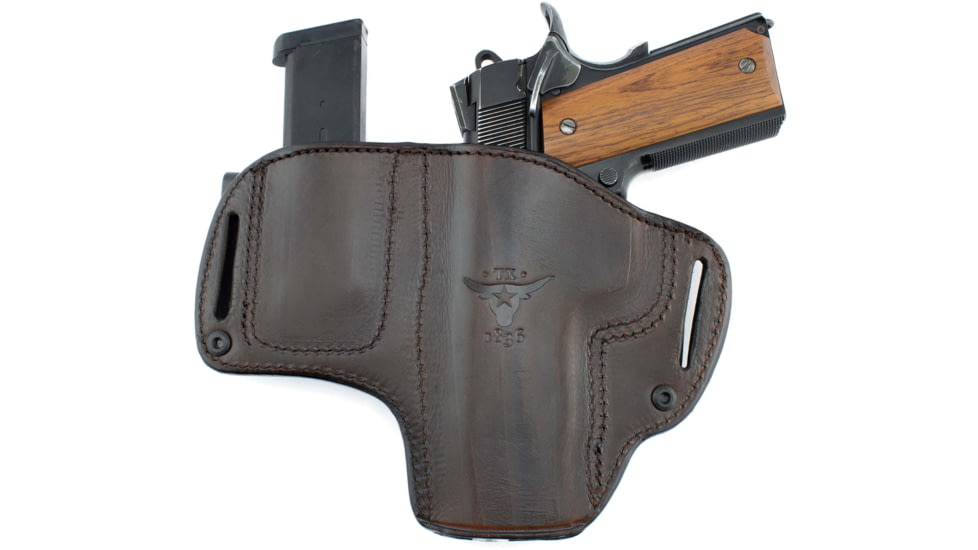 Texas 1836 Crusader - 2 In 1 Dual Clip Open Top Holster w/ Magazine Carrier, RH, Most .380 Small Frame Pistols 2.75in, Smith &amp; Wesson M&amp;P Bodyguard 380, w/ No Attachment, Brown, TX-OT-DCH-MC-722