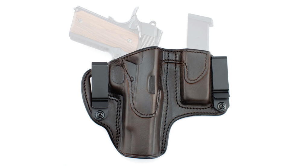 Texas 1836 Crusader - 2 In 1 Dual Clip Open Top Holster w/ Magazine Carrier, RH, Most .380 Small Frame Pistols 2.75in, Smith &amp; Wesson M&amp;P Bodyguard 380, w/ No Attachment, Brown, TX-OT-DCH-MC-722