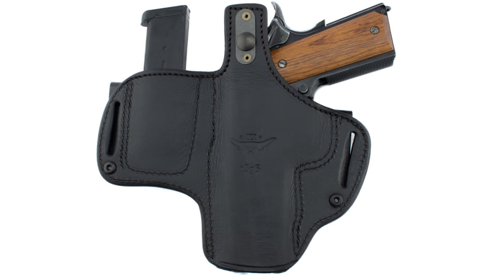 Texas 1836 Crusader - 2 In 1 Thumbreak Holster w/ Magazine Carrier, Right Hand, Most .380 Small Frame Pistols 2.75in, Smith &amp; Wesson M&amp;P Bodyguard 380, With No Attachment, Black, TX-TB-DCH-MC-720
