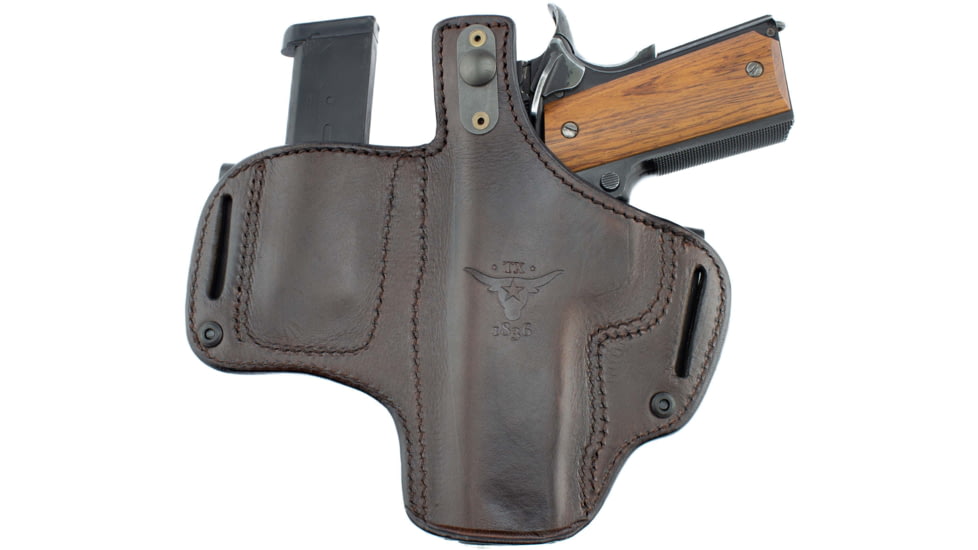Texas 1836 Crusader - 2 In 1 Thumbreak Holster w/ Magazine Carrier, Right Hand, Smith &amp; Wesson M&amp;P 9 Shield, Smith &amp; Wesson M&amp;P 40 Shield, Glock 43, With No Attachment, Brown, TX-TB-DCH-MC-1012