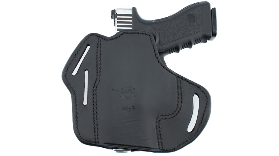 Texas 1836 Three Slots - Open Top OWB Holster, Right Hand, Most Glock Full Size 9mm/.40 and Similar Frame, With No Attachment, Black, TX-3SLOTS-OT-300