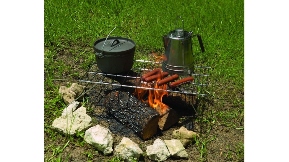 Texsport Deluxe Folding Camp Grill,24x12in,Nickel Plated 15106