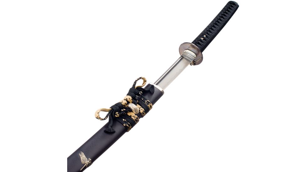 Thaitsuki Nihonto Tonbo Sanmai Katana Limited Edition, 29in Hand Forged And Folded High Carbon Steel Blade, Blackened Copper Tsuba With Silver Dragonfly, S04LE