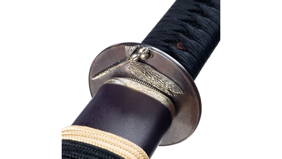 Thaitsuki Nihonto Tonbo Sanmai Katana Limited Edition, 29in Hand Forged And Folded High Carbon Steel Blade, Blackened Copper Tsuba With Silver Dragonfly, S04LE